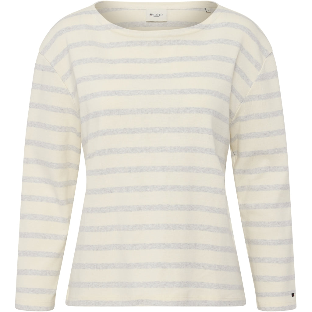 Redgreen Women Claudia T-shirt Long Sleeve Tee 114 Grey Melange Stripe