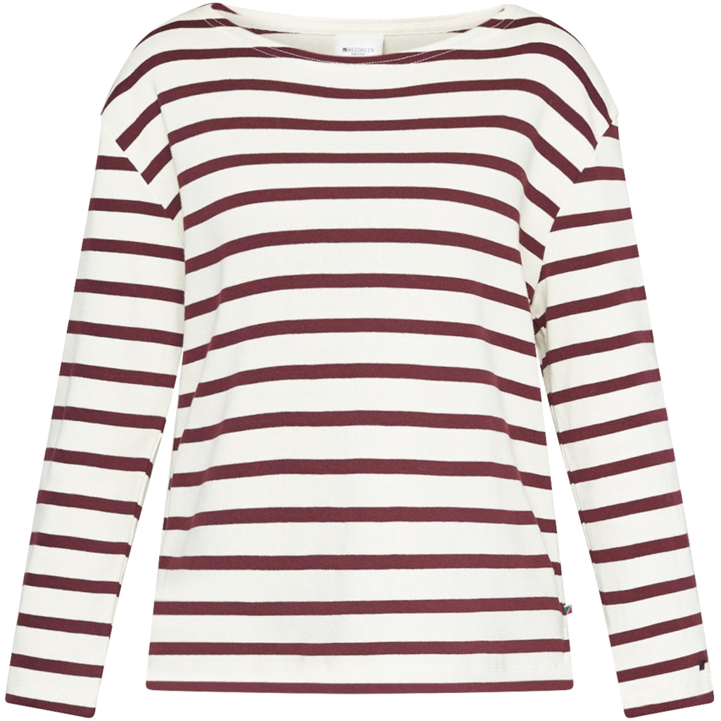 Redgreen Women Claudia T-shirt Long Sleeve Tee 181 Eggplant Stripe