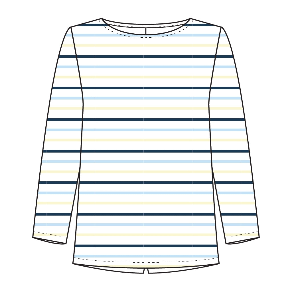 Redgreen Women Croco T-shirt Short Sleeve Tee 163 Blue Stripe