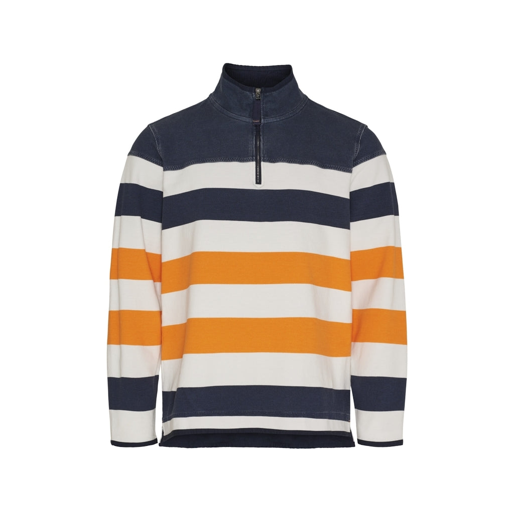 Sea Ranch Ejvind Half Zip Sweat Sweats 8014 Multistripe SR Navy/Pearl/Br.Orange