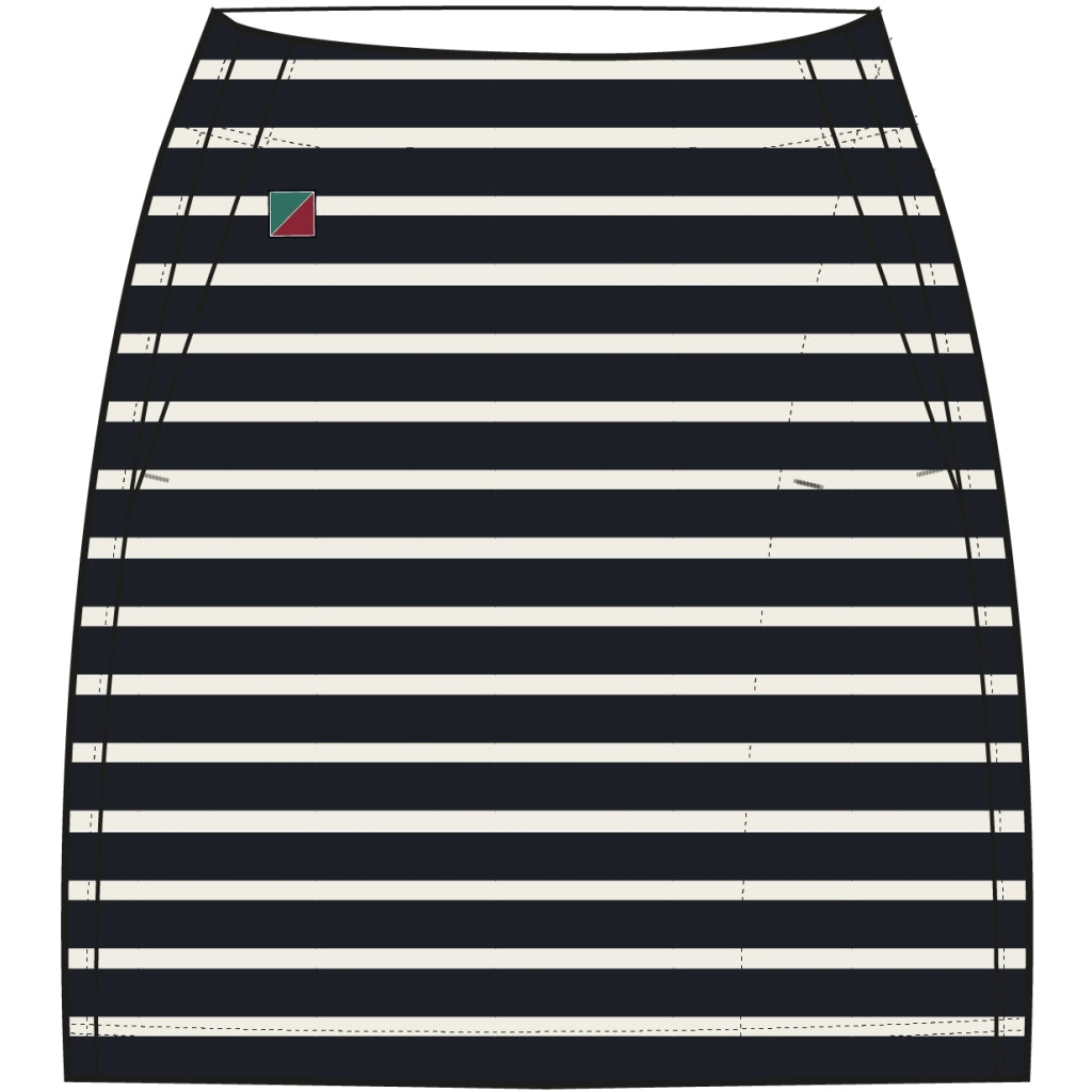 11928 Navy Striped Knee Length Skirt
