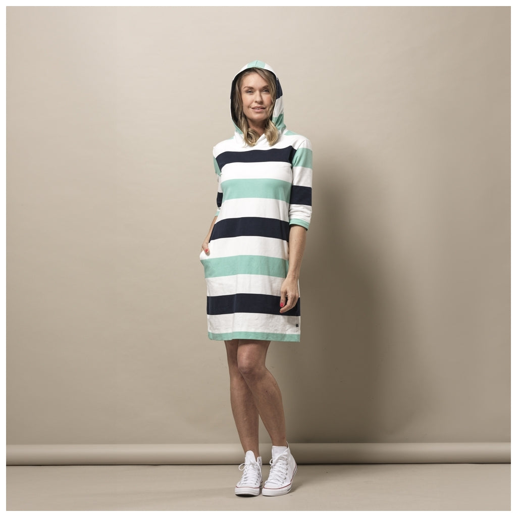 Sea Ranch Ronja Striped 3/4 Sleeve Sweat Dress Dresses / Shirts 5061 Mint Green / Pearl / Dark Navy