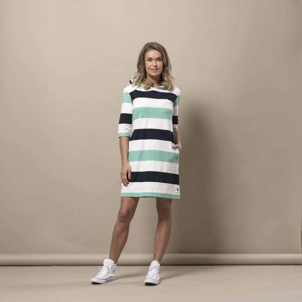 Sea Ranch Ronja Striped 3/4 Sleeve Sweat Dress Dresses / Shirts 5061 Mint Green / Pearl / Dark Navy