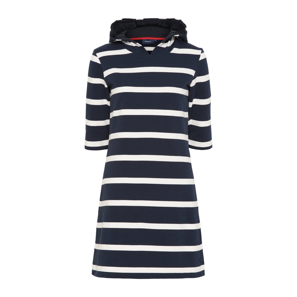 Sea Ranch Ronja Striped 3/4 Sleeve Sweat Dress Dresses / Shirts Dark Navy/Pearl