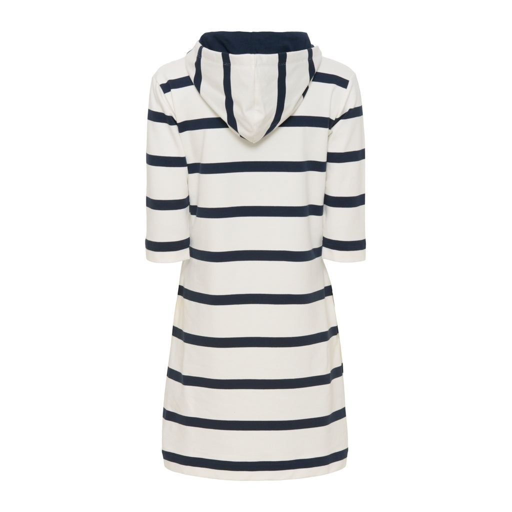 Ronja Striped 3 4 Sleeve Sweat Dress Pearl Dark Navy sea ranch.eu