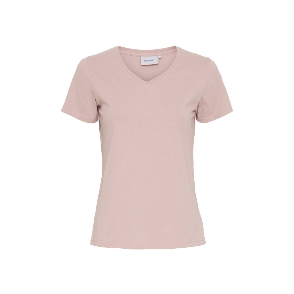 Sea Ranch Dorthea Organic Cotton V-Neck tee Short Sleeve Tee Pale Mauve