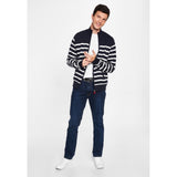 Sea Ranch Haakon Striped Knit Cardigan - Windbreaker Windbreaker Dark Navy/Pearl