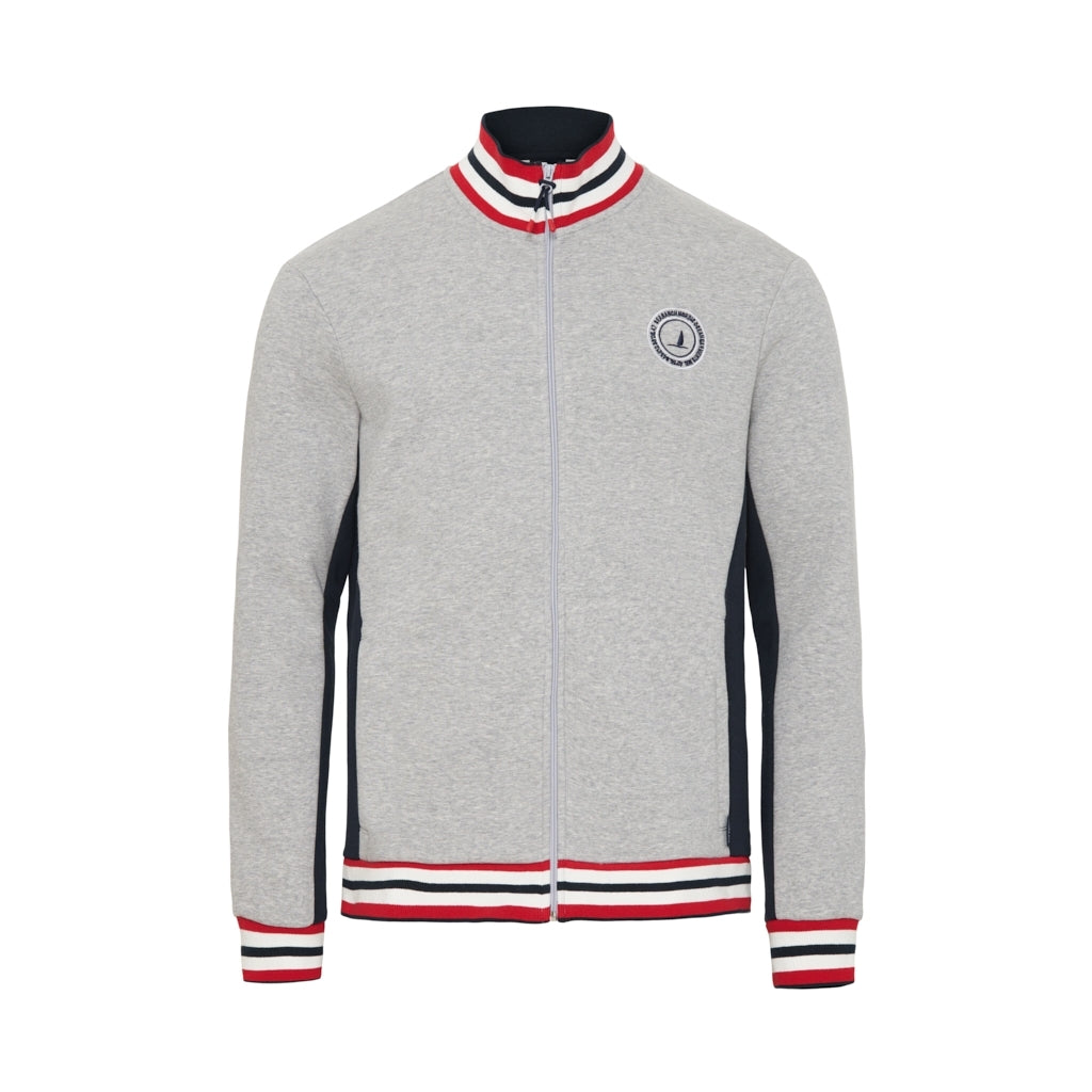 Sea Ranch Paul Sweat Zip Sweats Grey Melange / Dark Navy