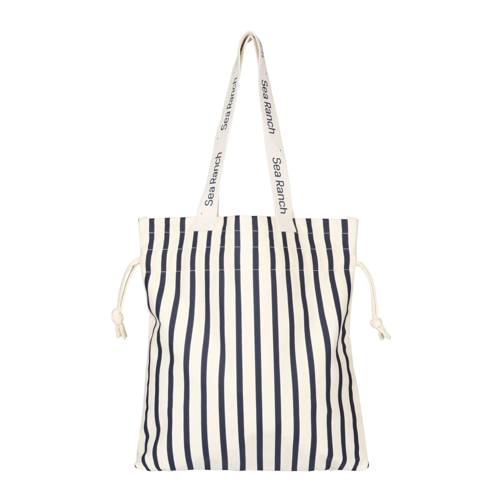 Navy and white striped beach bag shop