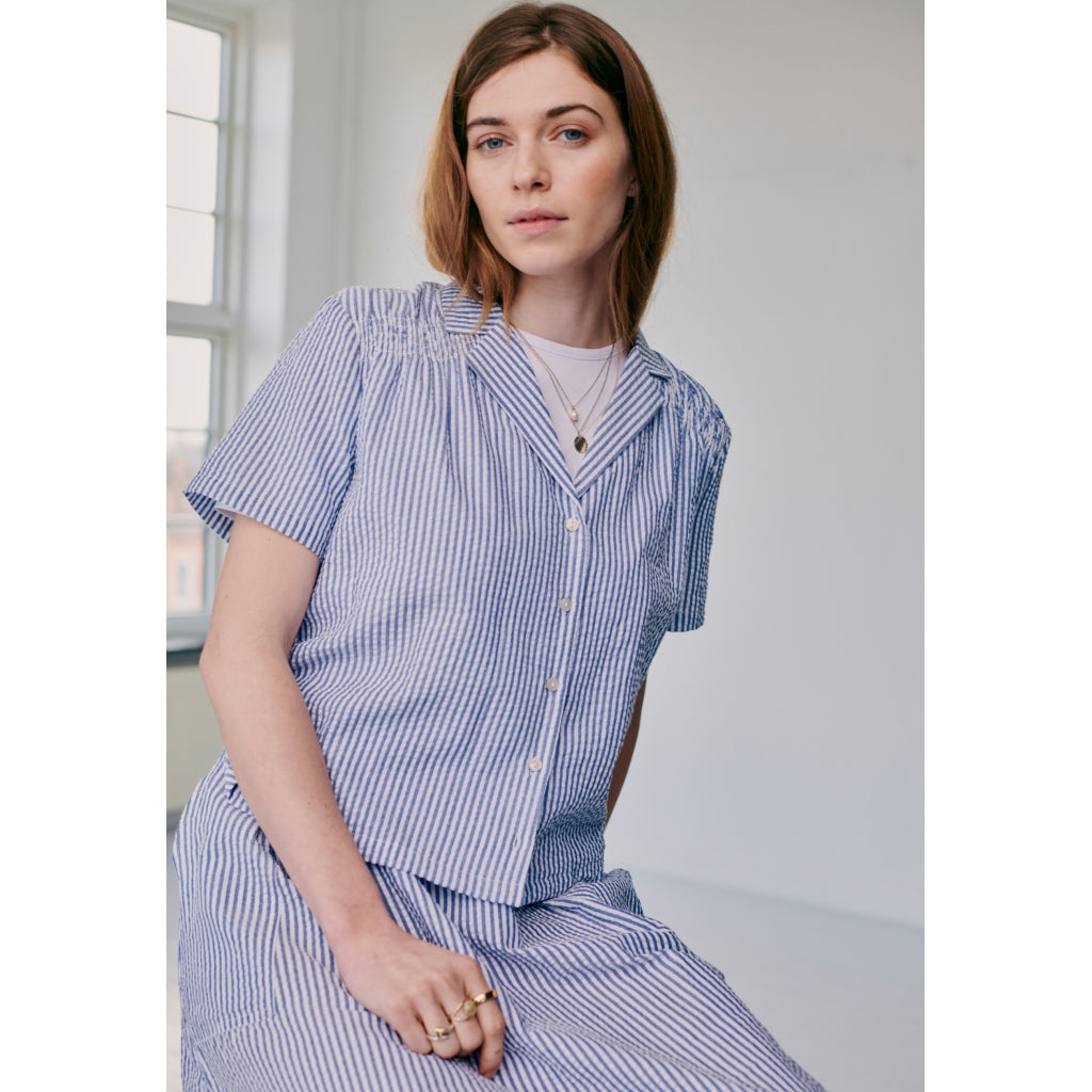 Redgreen Women Anni Shirt Shirts 164 Mid Blue Stripe