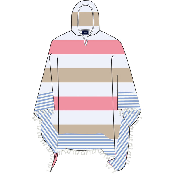 Sea Ranch Beach Poncho Towels 8006 Multistripe Pink
