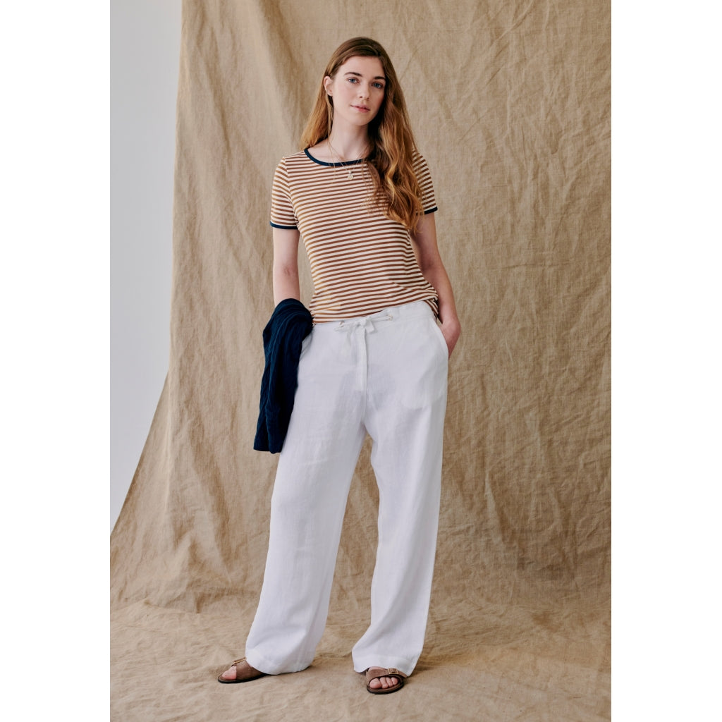 Redgreen Women Camilla T-shirt Short Sleeve Tee 128 Mid Brown Stripe