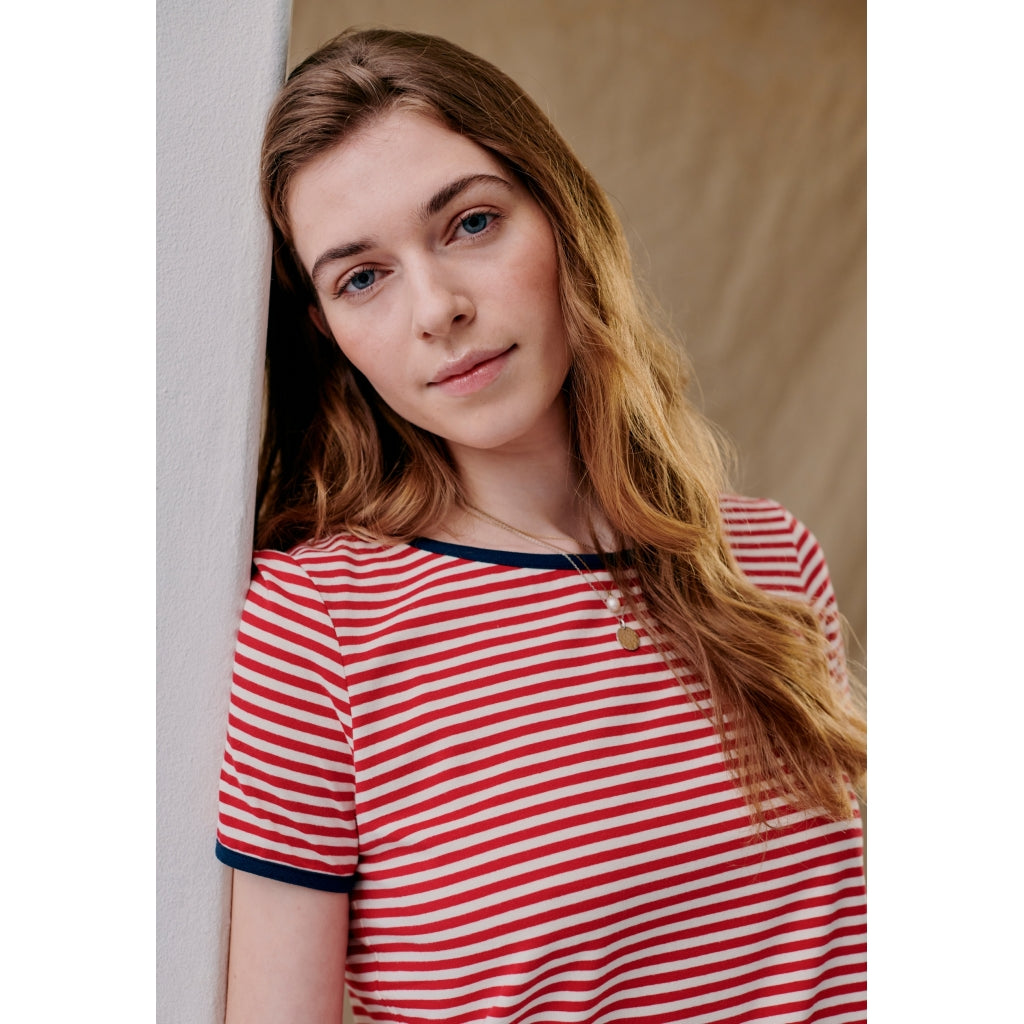 Redgreen Women Camilla T-shirt Short Sleeve Tee 144 Red Stripe