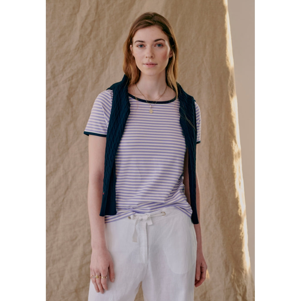 Redgreen Women Camilla T-shirt Short Sleeve Tee 183 Violet Stripe