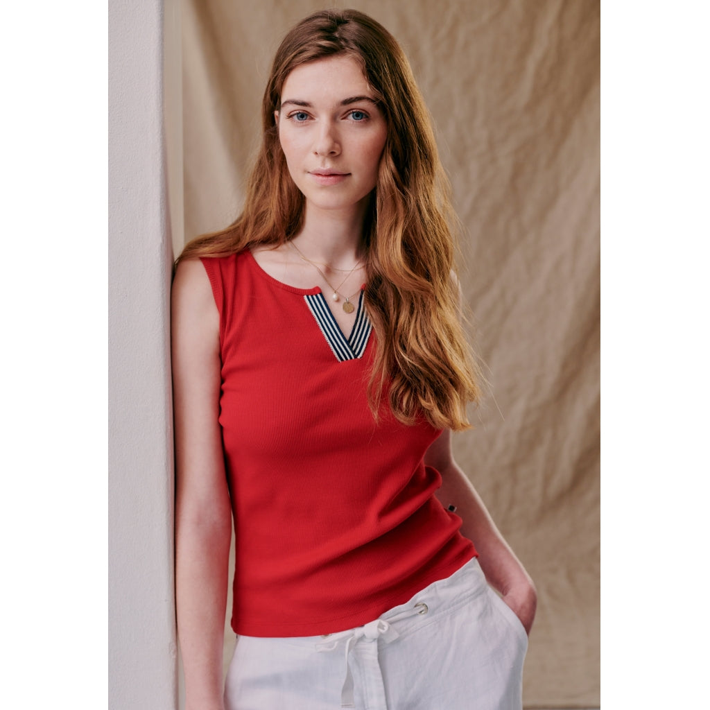 Redgreen Women Cane Top Short Sleeve Tee Red