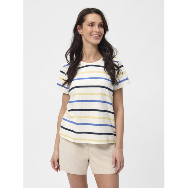 Redgreen Women Chris T-shirt Short Sleeve Tee 130 Yellow Pastel Stripe