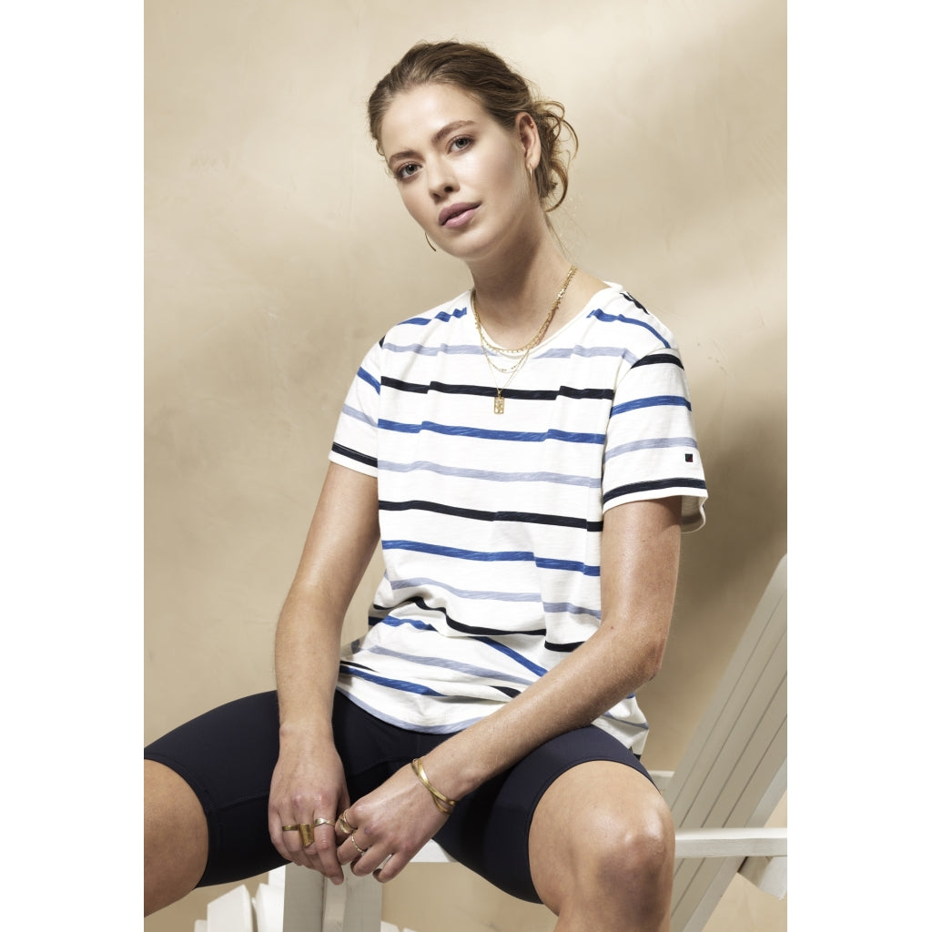 Redgreen Women Cille T-shirt Short Sleeve Tee 191 Turquoise Stripe