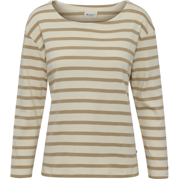 Redgreen Women Claudia T-shirt Long Sleeve Tee 124 Mid Sand Stripe