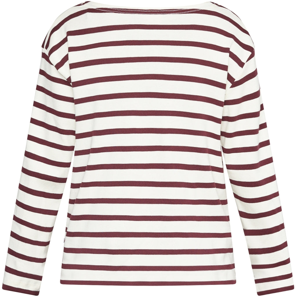 Redgreen Women Claudia T-shirt Long Sleeve Tee 181 Eggplant Stripe