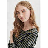 Redgreen Women Cleo 3/4 LS T-shirt Long Sleeve Tee 177 Olive Stripe