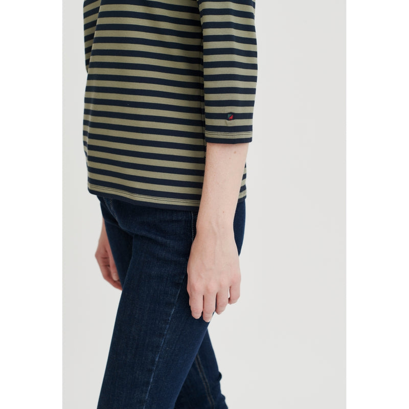 Redgreen Women Cleo 3/4 LS T-shirt Long Sleeve Tee 177 Olive Stripe
