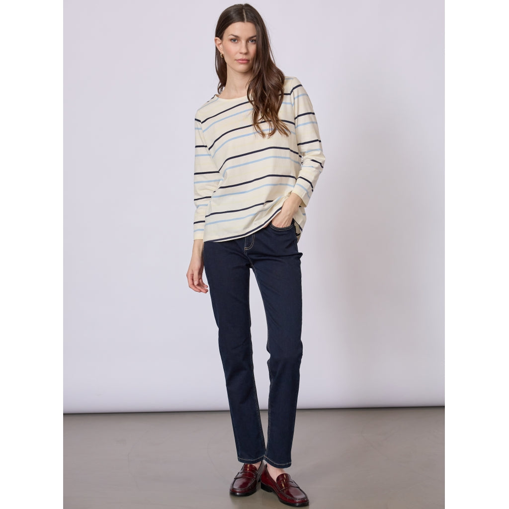 Redgreen Women Croco T-shirt Short Sleeve Tee 163 Blue Stripe