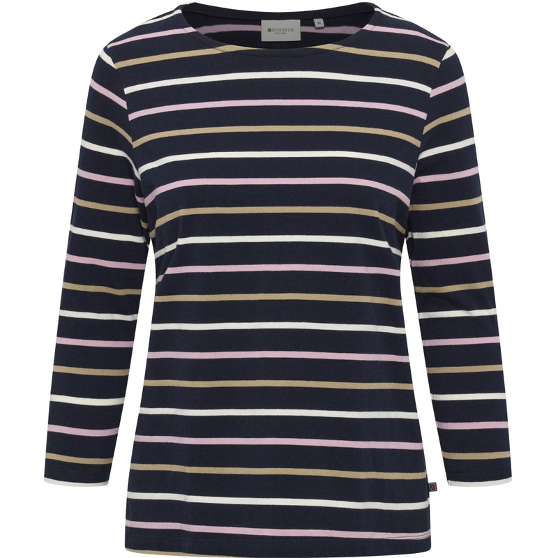 Redgreen Women Croco T-shirt Short Sleeve Tee 169 Dark Navy Stripe