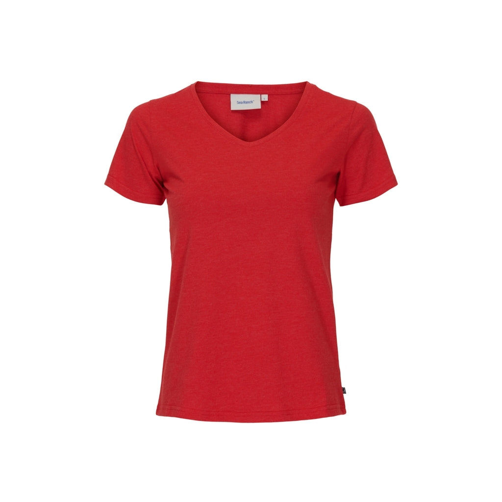 Sea Ranch Dorthea Organic Cotton V-Neck tee Short Sleeve Tee True Red