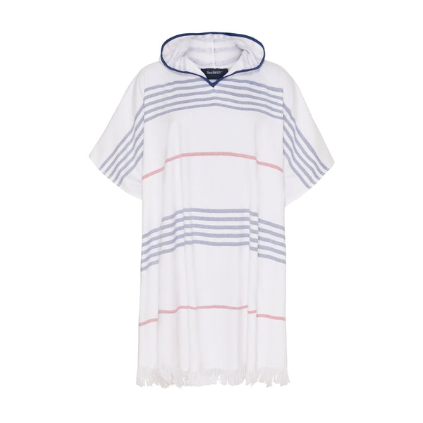 Sea Ranch Dune Beach Poncho Towels White/True Red/Dark Navy