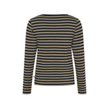 Redgreen Women Fie Long Sleeve T-shirt Long Sleeve Tee 125 Dark Sand Stripe