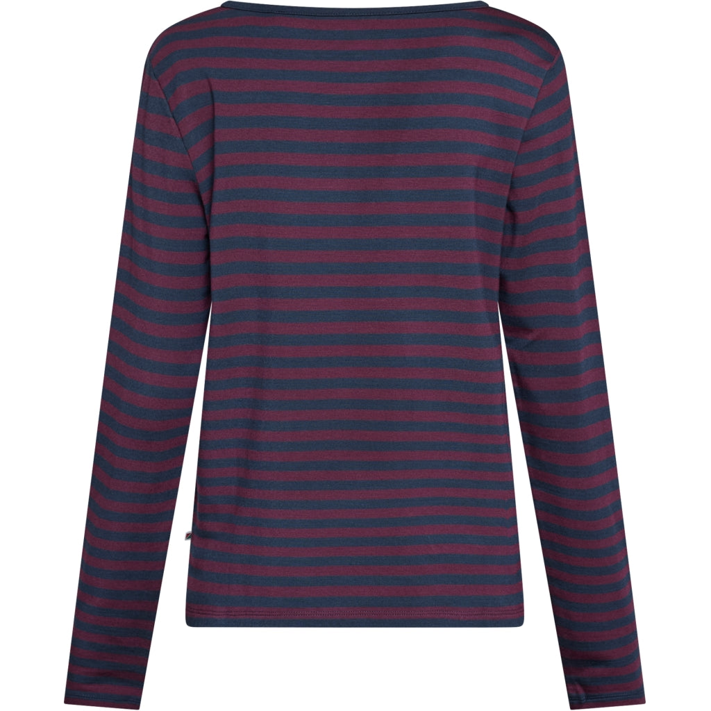 Redgreen Women Fie Long Sleeve T-shirt Long Sleeve Tee 181 Eggplant Stripe