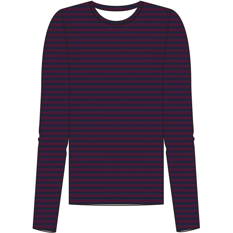 Redgreen Women Fie Long Sleeve T-shirt Long Sleeve Tee 181 Eggplant Stripe