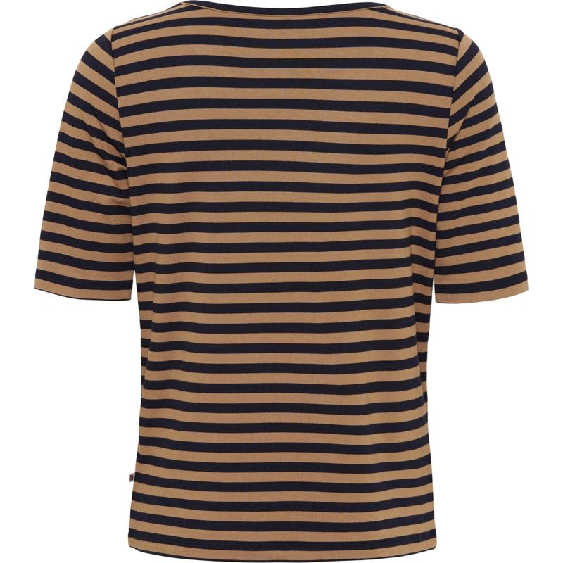 Redgreen Women Hedy kortærmet T-shirt Short Sleeve Tee 126 Light Brown Stripe