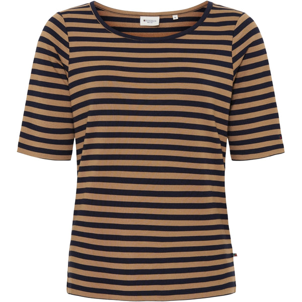 Redgreen Women Hedy kortærmet T-shirt Short Sleeve Tee 126 Light Brown Stripe