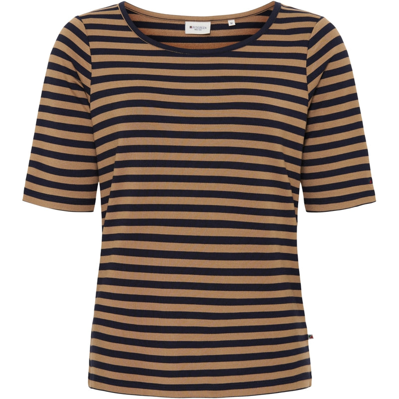 Redgreen Women Hedy kortærmet T-shirt Short Sleeve Tee 126 Light Brown Stripe