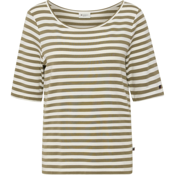 Redgreen Women Hedy kortærmet T-shirt Short Sleeve Tee 174 Khaki Stripe