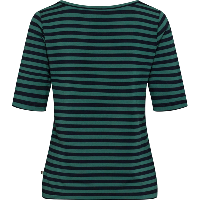 Redgreen Women Hedy kortærmet T-shirt Short Sleeve Tee 176 Mid Green Stripe