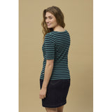 Redgreen Women Hedy kortærmet T-shirt Short Sleeve Tee 176 Mid Green Stripe