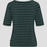 Redgreen Women Hedy kortærmet T-shirt Short Sleeve Tee 176 Mid Green Stripe