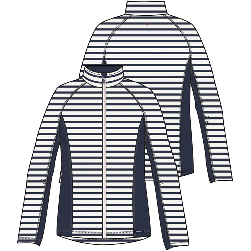 Sea Ranch Linn Full Zipper Long Sleeve Tee Pearl/SR Navy