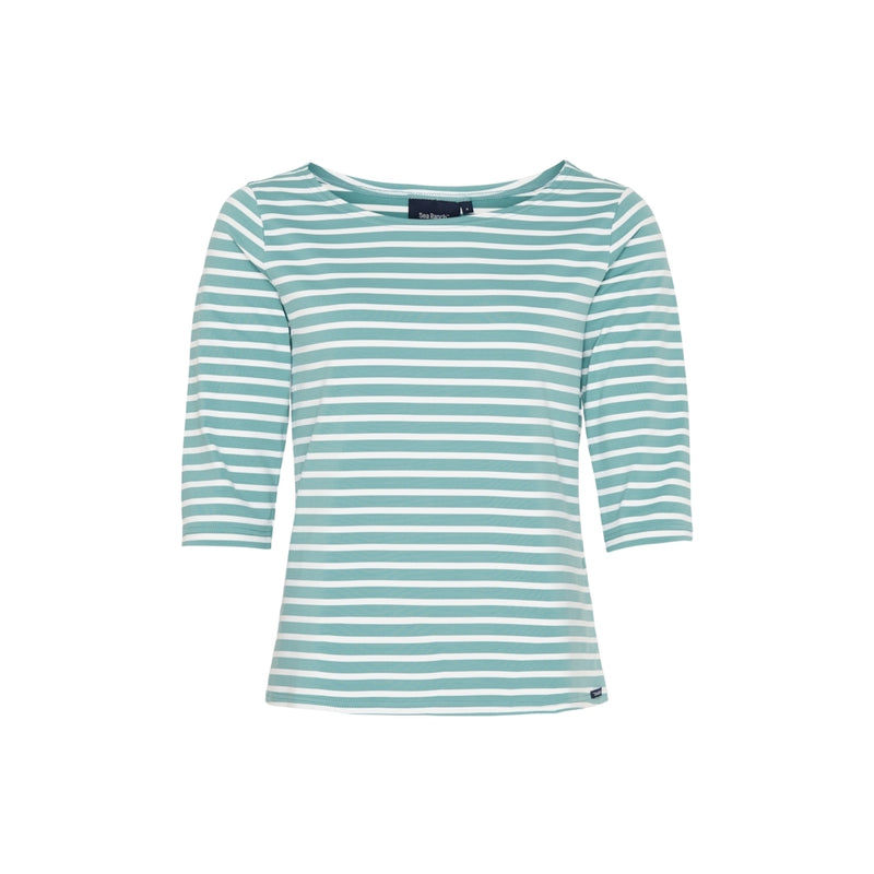 Sea Ranch Marina tee with UV protection Long Sleeve Tee 4211 Aqua Blue/White