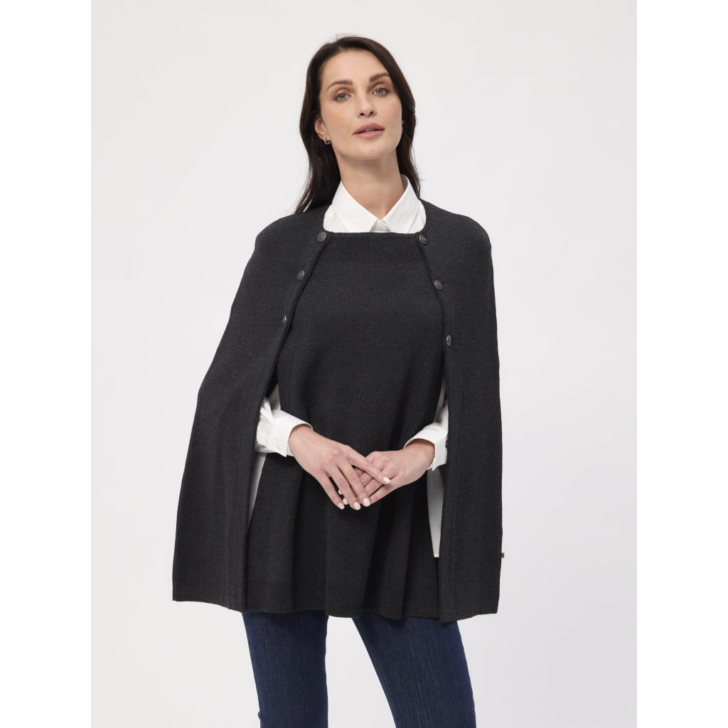 Redgreen Women Noemi strikket poncho Knit 499 Black Melange