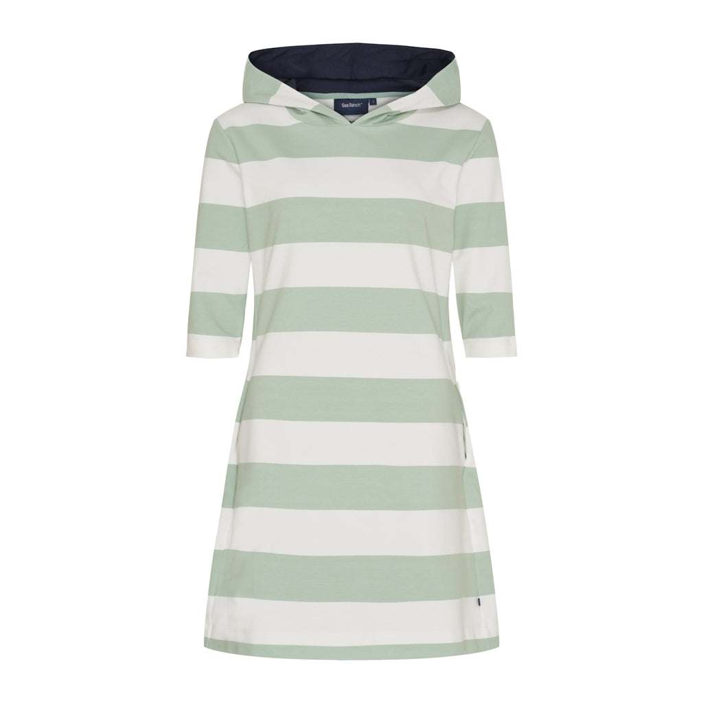 Sea Ranch Ronja Striped 3/4 Sleeve Sweat Dress Dresses / Shirts 1099 Pearl / Pastel Green