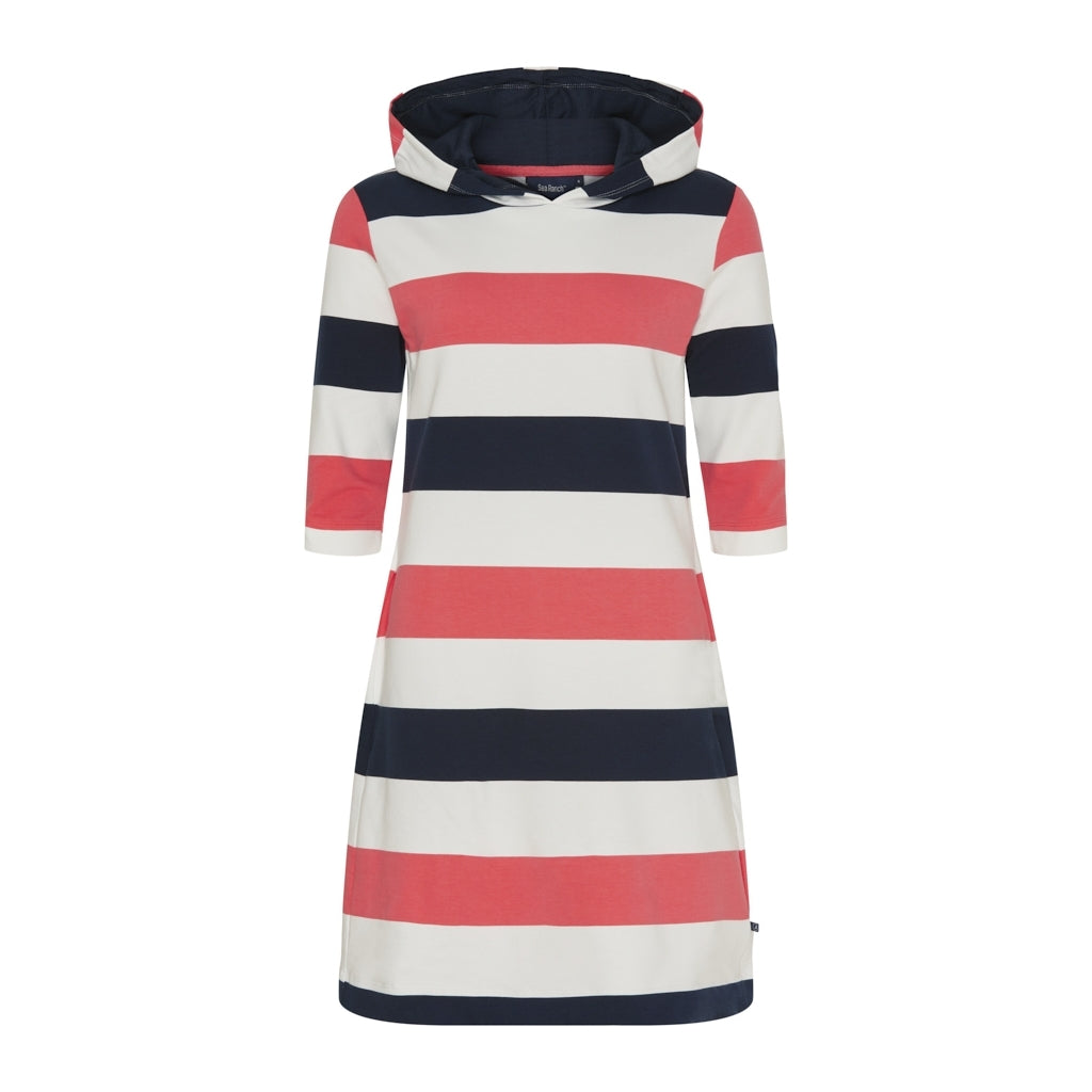 Sea Ranch Ronja Striped 3/4 Sleeve Sweat Dress Dresses / Shirts 3105 Calypso Coral / Pearl / Dark Navy
