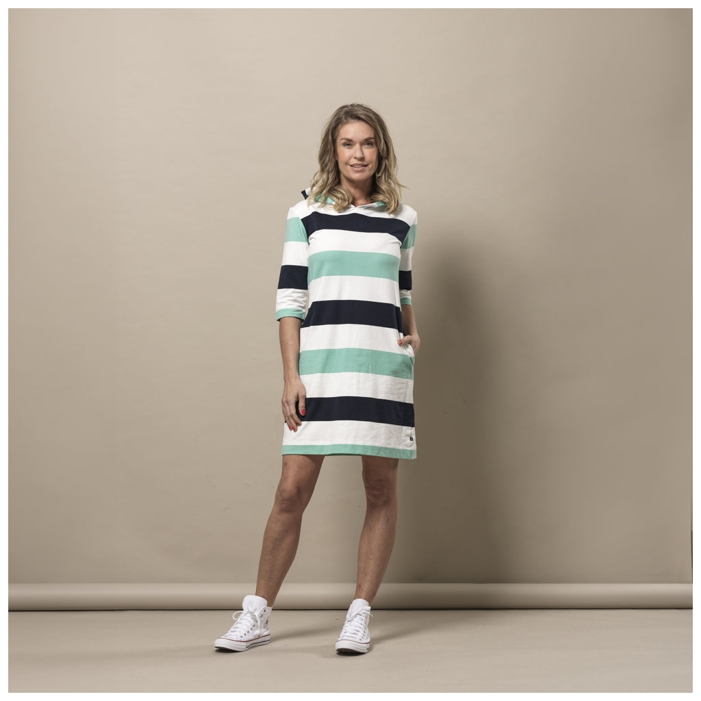Sea Ranch Ronja Striped 3/4 Sleeve Sweat Dress Dresses / Shirts 5061 Mint Green / Pearl / Dark Navy