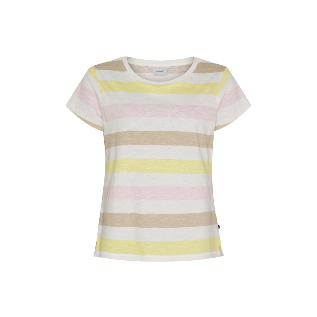 Sea Ranch SR_Trille Short Sleeve Tee 8013 Multistripe Oxford Tan