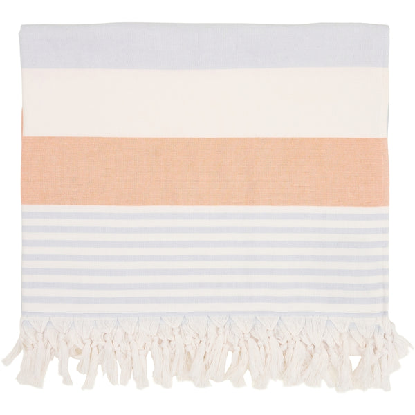 Sea Ranch Striped Beach Towel Towels 1091 Pearl/Vista Blue/Light Orange