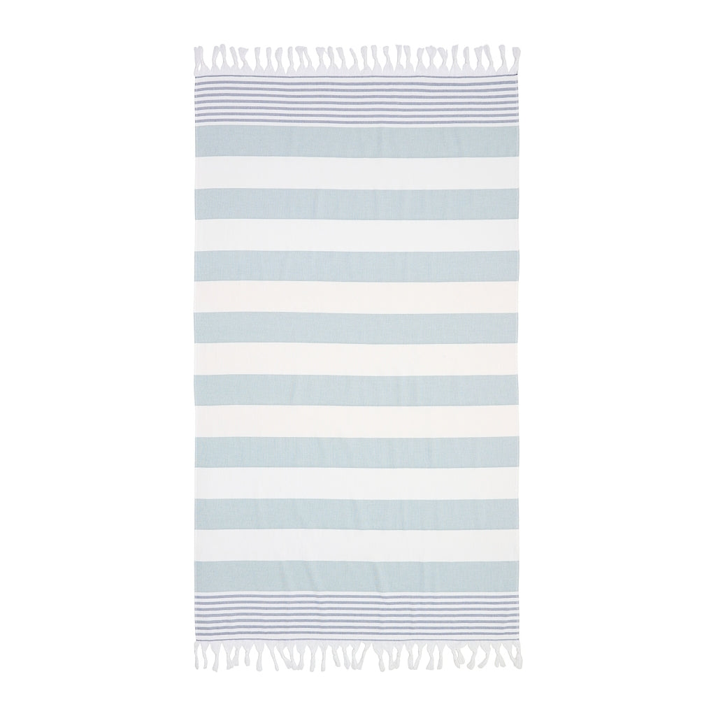 Sea Ranch Striped Beach Towel Towels 5066 White / Dusty Green