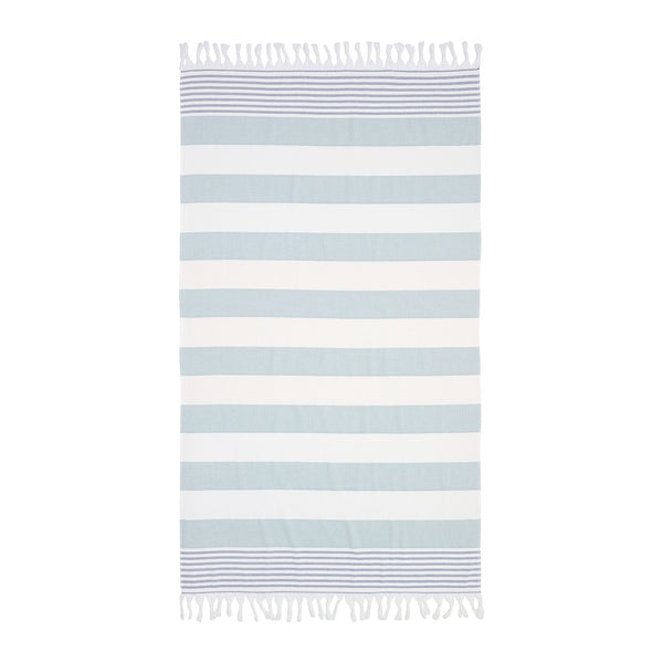 Sea Ranch Striped Beach Towel Towels 5066 White / Dusty Green