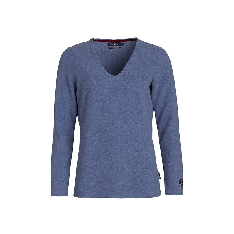 Agnes Long Sleeve V-Neck Sweater - Riverside Melange